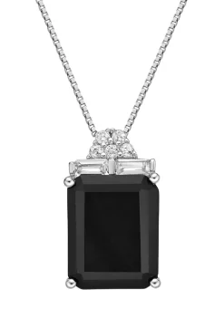Brand new 🥰 4 1/2 ct. t.w. Black Onyx and 3/8 ct. t.w. White Topaz Pendant Necklace in Sterling Silver by Belk & Co. 🥰 -DealsBelk & Co. Store Belk 37943