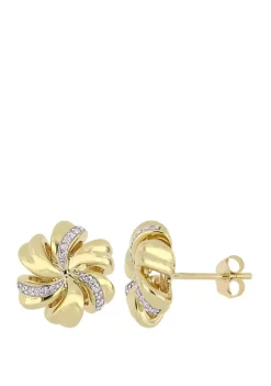 Buy 👏 1/10 ct. t.w. Diamonds Floral Stud Earrings in 10k Yellow Gold by Belk & Co. 🎉