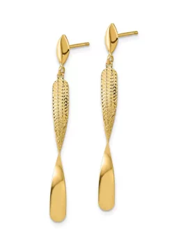 New ⌛ 14K Yellow Gold Polished and Textured Post Dangle Earrings by Belk & Co. 🤩 -DealsBelk & Co. Store Belk 37950