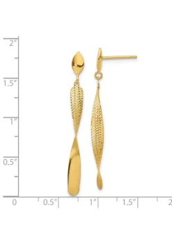 New ⌛ 14K Yellow Gold Polished and Textured Post Dangle Earrings by Belk & Co. 🤩 -DealsBelk & Co. Store Belk 37951
