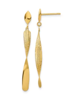 New ⌛ 14K Yellow Gold Polished and Textured Post Dangle Earrings by Belk & Co. 🤩 -DealsBelk & Co. Store Belk 37952