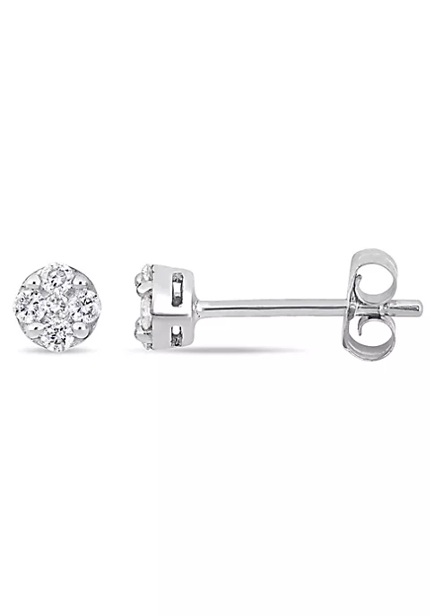 New 🎉 1/8 ct. t.w. Diamond Stud Earrings in 10K White Gold by Belk & Co. 🔥 1 New 🎉 1/8 ct. t.w. Diamond Stud Earrings in 10K White Gold by Belk & Co. 🔥