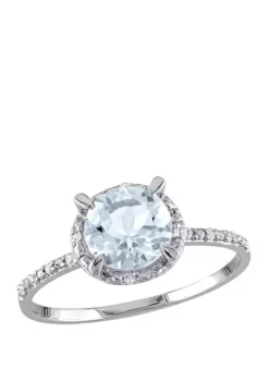 Best reviews of ❤️ 1.1 ct. t.w, Aquamarine and 1/10 ct. t.w. Diamond Accent Halo Ring in 10K White Gold by Belk & Co. 😀