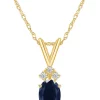 Promo 🔥 14K Gold 7x5 Oval Sapphire Diamond Accent Pendant by Belk & Co. 👏