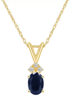 Promo ๐ฅ 14K Gold 7x5 Oval Sapphire Diamond Accent Pendant by Belk & Co. ๐