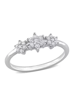 Hot Sale 🤩 1/5 CT TW Diamond Triple Flower Promise Ring in Sterling Silver by Belk & Co. 🥰