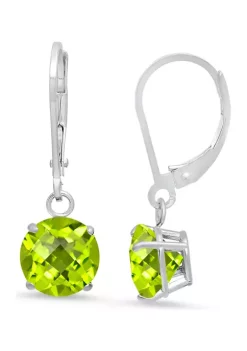 Discount 😉 Sterling Silver Round Checkerboard Cut 3.8 ct. t.w. Peridot Lever Back Earrings (8 Millimeter) by Belk & Co. ✨