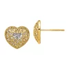 Cheap 😉 14K Yellow Gold with Rhodium Diamond Cut Filigree Heart Earrings by Belk & Co. 💯