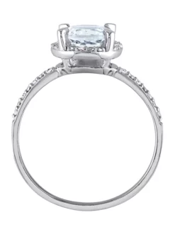 Best reviews of ❤️ 1.1 ct. t.w, Aquamarine and 1/10 ct. t.w. Diamond Accent Halo Ring in 10K White Gold by Belk & Co. 😀 -DealsBelk & Co. Store Belk 3799