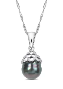 Top 10 😉 8-8.5mm Black Tahitian Cultured Pearl Drop Pendant with Chain in 10k White Gold by Belk & Co. 😍