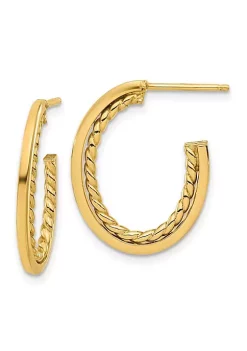 Outlet 😀 14K Yellow Gold Polished and Twist J-Hoop Post Earrings by Belk & Co. ⌛ -DealsBelk & Co. Store Belk 37998