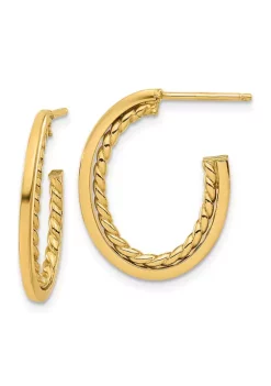 Outlet 😀 14K Yellow Gold Polished and Twist J-Hoop Post Earrings by Belk & Co. ⌛ -DealsBelk & Co. Store Belk 38000