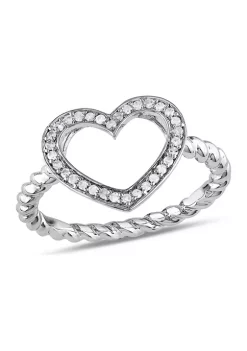 Brand new 🧨 1/8 ct. t.w. Diamond Heart Ring In Sterling Silver by Belk & Co. ⭐ -DealsBelk & Co. Store Belk 38016