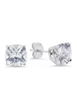 Budget 🌟 5 ct. t.w. Lab Created White Sapphire Cushion-Cut Stud Earrings in Sterling Silver by Belk & Co. ❤️