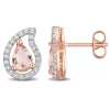 Hot Sale 🎉 1.94 ct. t.g.w. Morganite and White Topaz Teardrop Stud Earrings in Rose Plated Sterling Silver by Belk & Co. ⭐