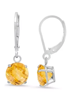Budget ⭐ Sterling Silver Round Checkerboard Cut 3.6 ct. t.w. Citrine Lever Back Earrings (8 Millimeter) by Belk & Co. 🥰