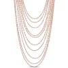 Best Sale ❤️ Multi-Strand Chain Necklace in 18k Rose Gold Plated Sterling Silver, 18" by Belk & Co. 😀