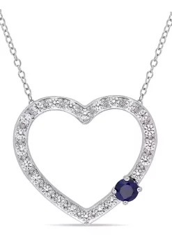 Cheap ✨ Lab Created 1.60 ct. t.g.w. Created Blue and White Sapphire Heart Necklace in Sterling Silver by Belk & Co. 😀
