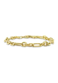 Deals 🥰 18k Yellow Gold Plated Sterling Silver 6mm Figaro Chain Bracelet, 9" by Belk & Co. 👏 -DealsBelk & Co. Store Belk 38096