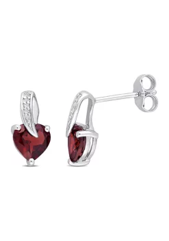 New ✔️ 1.70 ct. t.g.w. Garnet and Diamond Accent Earrings in Sterling Silver by Belk & Co. 🌟 -DealsBelk & Co. Store Belk 38100