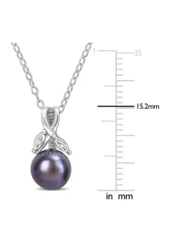 Deals 👍 7.5-8mm Black Freshwater Cultured Pearl and Diamond Accent Floral Pendant with Chain in Sterling Silver by Belk & Co. ⌛ -DealsBelk & Co. Store Belk 38108