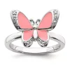 Cheapest ✔️ Sterling Silver Stackable Expressions Pink Enamel Butterfly Ring by Belk & Co. 👏