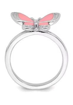 Cheapest ✔️ Sterling Silver Stackable Expressions Pink Enamel Butterfly Ring by Belk & Co. 👏 -DealsBelk & Co. Store Belk 38115
