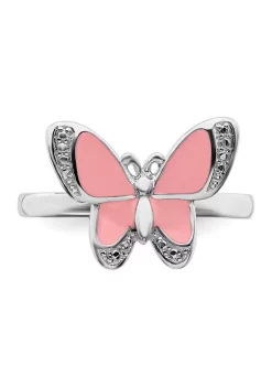 Cheapest ✔️ Sterling Silver Stackable Expressions Pink Enamel Butterfly Ring by Belk & Co. 👏 -DealsBelk & Co. Store Belk 38117