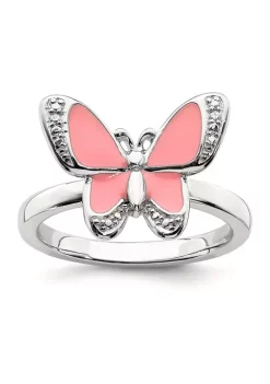 Cheapest ✔️ Sterling Silver Stackable Expressions Pink Enamel Butterfly Ring by Belk & Co. 👏 -DealsBelk & Co. Store Belk 38119