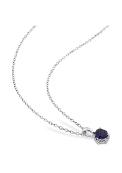 Cheap ✔️ 7/8 ct. t.g.w. Created Blue Sapphire Solitaire Pendant with Chain in Sterling Silver by Belk & Co. 🔥 -DealsBelk & Co. Store Belk 38123