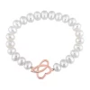 Wholesale 🛒 7-7.5 Millimeter Cultured Freshwater Pearl Butterfly Charm Link Bracelet in Rose Plated Sterling Silver by Belk & Co. 🔔