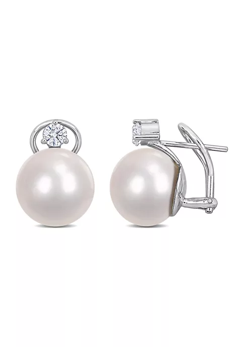 New ๐ 13-14mm South Sea Cultured Pearl and 5/8 CT TDW Diamond Omega Back Earrings in 14k White Gold by Belk & Co. โ๏ธ 1 New ๐ 13-14mm South Sea Cultured Pearl and 5/8 CT TDW Diamond Omega Back Earrings in 14k White Gold by Belk & Co. โ๏ธ