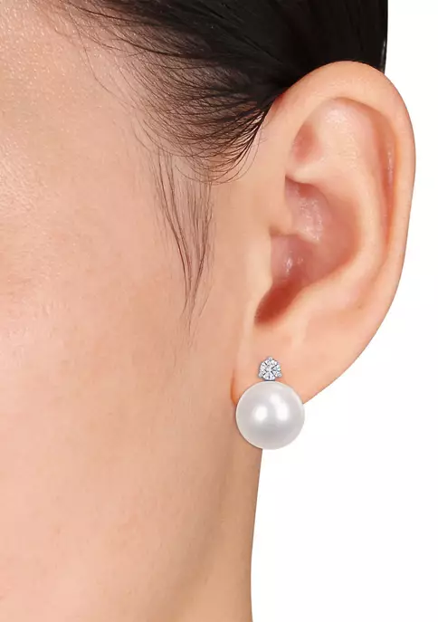 New ๐ 13-14mm South Sea Cultured Pearl and 5/8 CT TDW Diamond Omega Back Earrings in 14k White Gold by Belk & Co. โ๏ธ 2 New ๐ 13-14mm South Sea Cultured Pearl and 5/8 CT TDW Diamond Omega Back Earrings in 14k White Gold by Belk & Co. โ๏ธ - Image 2