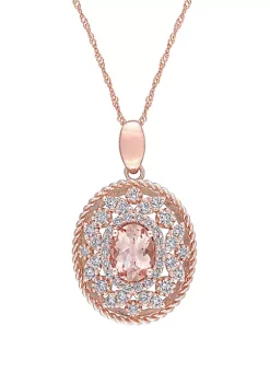 Coupon 💯 1.15 ct. t.w. Morganite and 3/4 ct. t.w. Diamond Pendant with Chain in 14K Rose Gold by Belk & Co. ✨