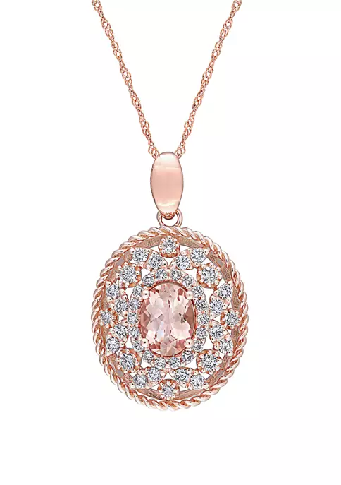 Coupon 💯 1.15 ct. t.w. Morganite and 3/4 ct. t.w. Diamond Pendant with Chain in 14K Rose Gold by Belk & Co. ✨ 1 Coupon 💯 1.15 ct. t.w. Morganite and 3/4 ct. t.w. Diamond Pendant with Chain in 14K Rose Gold by Belk & Co. ✨