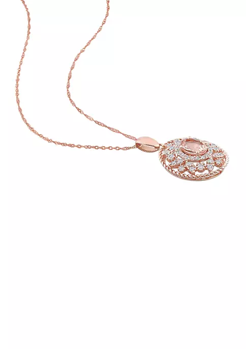 Coupon 💯 1.15 ct. t.w. Morganite and 3/4 ct. t.w. Diamond Pendant with Chain in 14K Rose Gold by Belk & Co. ✨ 2 Coupon 💯 1.15 ct. t.w. Morganite and 3/4 ct. t.w. Diamond Pendant with Chain in 14K Rose Gold by Belk & Co. ✨ - Image 2