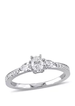 Best deal ๐ 3/5 ct. t.w. Diamond Oval Cut 3 Stone Engagement Ring by Belk & Co. โค๏ธ