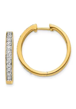 Best Pirce 🎁 3/4 ct. t.w. Diamond Hinged Hoop Earrings in 14K Yellow Gold by Belk & Co. 🛒 -DealsBelk & Co. Store Belk 38176
