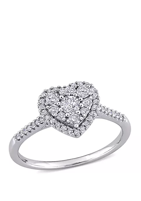 Budget 🔥 1/2 ct. t.w. Diamond Composite Heart Shape Halo Engagement Ring in 10k White Gold by Belk & Co. ⌛ 1 Budget 🔥 1/2 ct. t.w. Diamond Composite Heart Shape Halo Engagement Ring in 10k White Gold by Belk & Co. ⌛