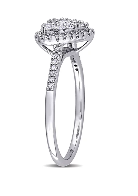 Budget 🔥 1/2 ct. t.w. Diamond Composite Heart Shape Halo Engagement Ring in 10k White Gold by Belk & Co. ⌛ 2 Budget 🔥 1/2 ct. t.w. Diamond Composite Heart Shape Halo Engagement Ring in 10k White Gold by Belk & Co. ⌛ - Image 2