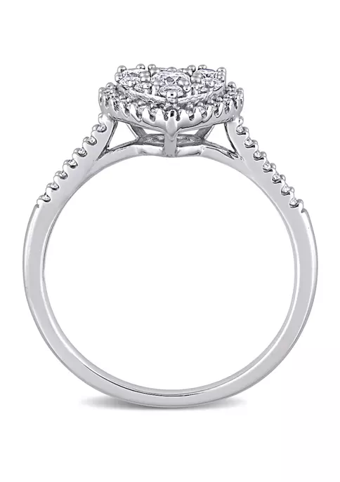 Budget 🔥 1/2 ct. t.w. Diamond Composite Heart Shape Halo Engagement Ring in 10k White Gold by Belk & Co. ⌛ 3 Budget 🔥 1/2 ct. t.w. Diamond Composite Heart Shape Halo Engagement Ring in 10k White Gold by Belk & Co. ⌛ - Image 3