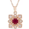 Brand new 💯 1/3 ct. t.w. Ruby and 1/5 ct. t.w. Diamond Artisanal Pendant With Chain in 10k Rose Gold by Belk & Co. ⌛