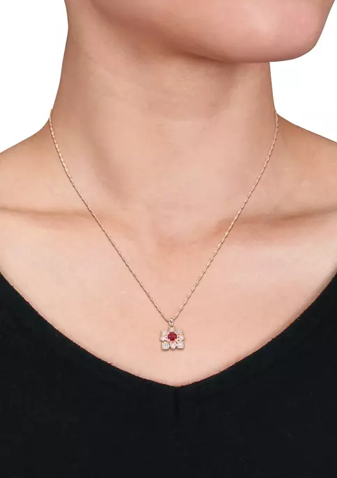 Brand new 💯 1/3 ct. t.w. Ruby and 1/5 ct. t.w. Diamond Artisanal Pendant With Chain in 10k Rose Gold by Belk & Co. ⌛ 2 Brand new 💯 1/3 ct. t.w. Ruby and 1/5 ct. t.w. Diamond Artisanal Pendant With Chain in 10k Rose Gold by Belk & Co. ⌛ - Image 2