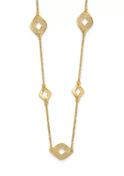 Hot Sale 🔔 14K Yellow Gold Polished and Filigree Diamond Shape with 1 Inch Extension Necklace by Belk & Co. 💯