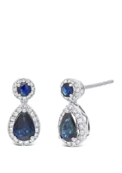 Promo 🔥 1.34 ct. t.w. Sapphire and 1/4 ct. t.w. Diamond Earrings by Belk & Co. 🎁