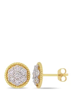 Budget 🎉 1 ct. t.w. Diamond Floral Circle Stud Earrings in 14K Yellow Gold by Belk & Co. 🧨
