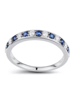 Top 10 ⌛ 1/4 ct. t.w. Diamond and Sapphire Wedding Ring in 10K White Gold by Belk & Co. 🎉