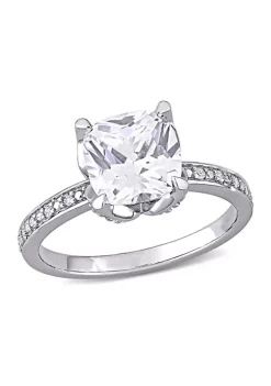 New 🔔 2.87 ct. t.w. Lab Created White Sapphire and 1/10 ct. t.w. Diamond Accent Engagement Ring in 10K White Gold by Belk & Co. 🔔
