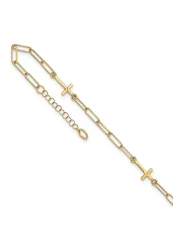 Coupon 😍 14K Yellow Gold Cross Link with 1 Inch Extension Anklet by Belk & Co. ✔️ -DealsBelk & Co. Store Belk 38254