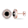 Coupon ⭐ 2.2 ct. t.w. Black and White Diamond Halo Stud Earrings in 10k Rose Gold by Belk & Co. 💯